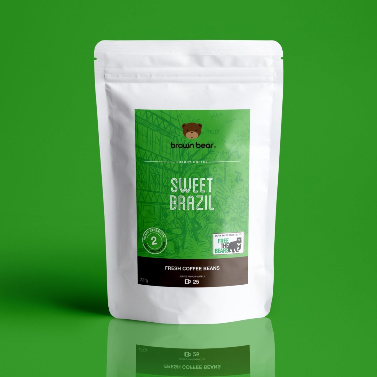 Sweet Brazil Coffee, Strength 2, Medium Roast - Brown Bear Coffee